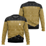 Hooktab Trek The Halls Star Trek 1987 Yellow Ugly Christmas Sweater