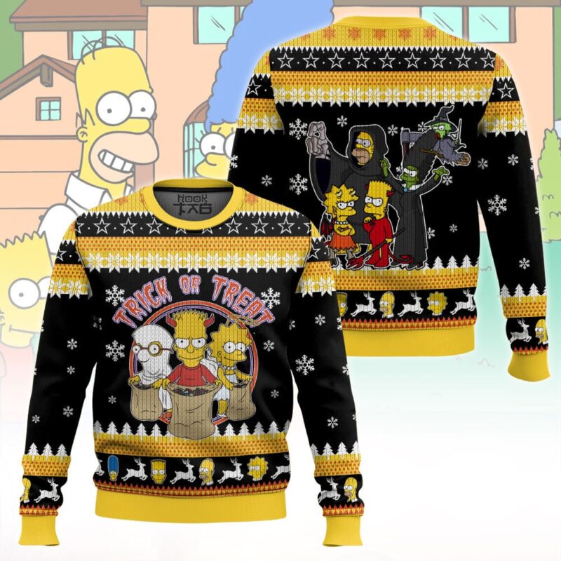 Hooktab Trick Or Treat The Simpsons Ugly Christmas Sweater Hooktab Trick Or Treat The Simpsons Ugly Christmas Sweater