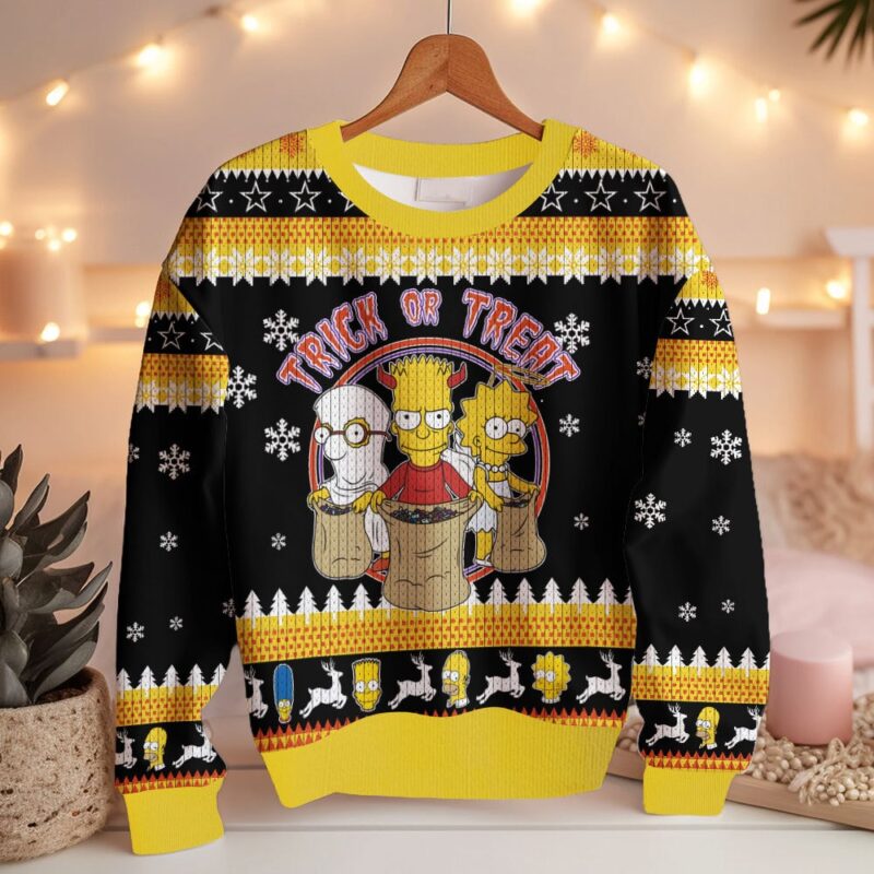 Hooktab Trick Or Treat The Simpsons Ugly Christmas Sweater Hooktab Trick Or Treat The Simpsons Ugly Christmas Sweater