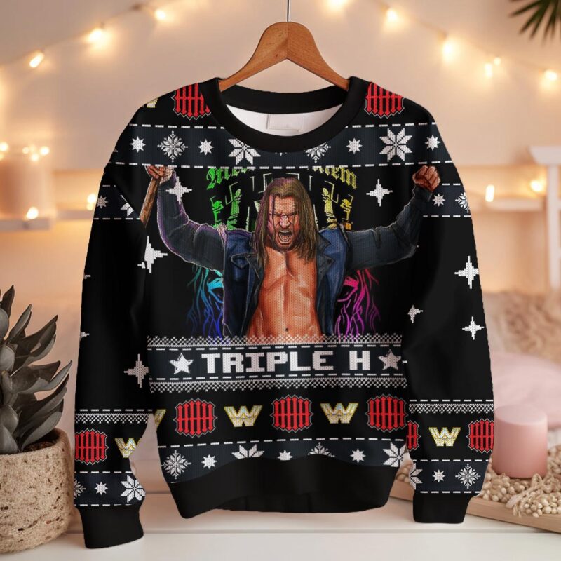 Hooktab Triple H WWE Ugly Christmas Sweater Hooktab Triple H WWE Ugly Christmas Sweater