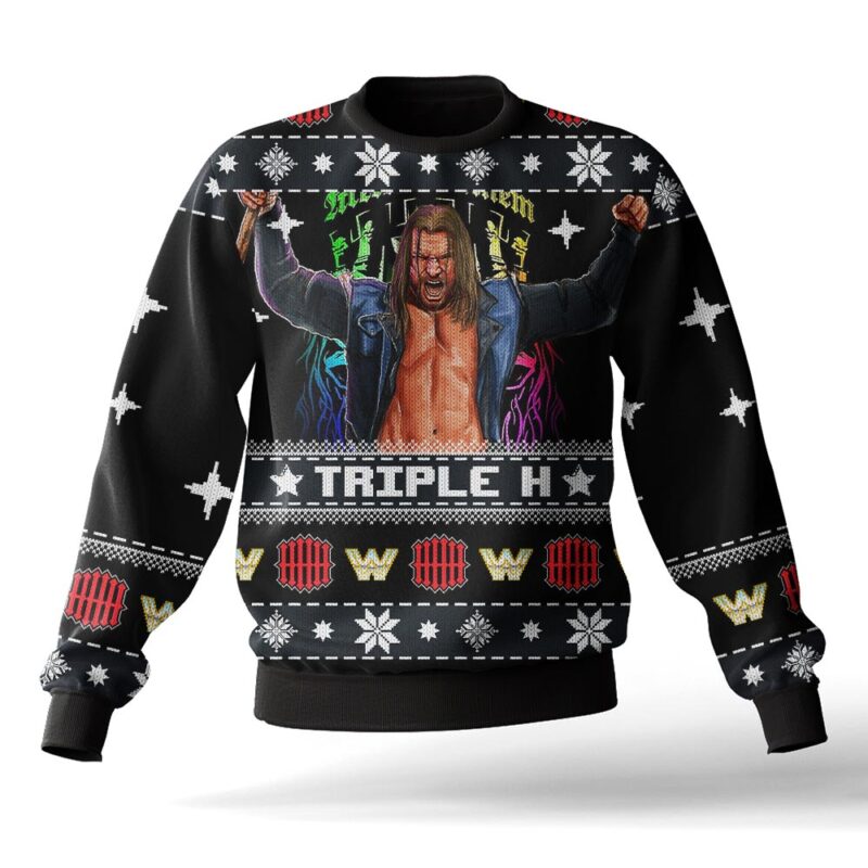 Hooktab Triple H WWE Ugly Christmas Sweater Hooktab Triple H WWE Ugly Christmas Sweater