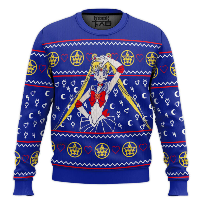 Hooktab Tsukino Usagi Sailor Moon Ugly Christmas Sweater Hooktab Tsukino Usagi Sailor Moon Ugly Christmas Sweater