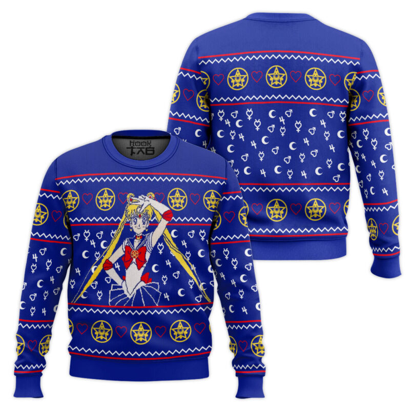 Hooktab Tsukino Usagi Sailor Moon Ugly Christmas Sweater Hooktab Tsukino Usagi Sailor Moon Ugly Christmas Sweater