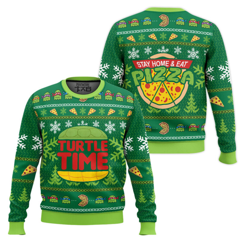 Hooktab Turtle Time Teenage Mutant Ninja Turtles Ugly Christmas Sweater Hooktab Turtle Time Teenage Mutant Ninja Turtles Ugly Christmas Sweater