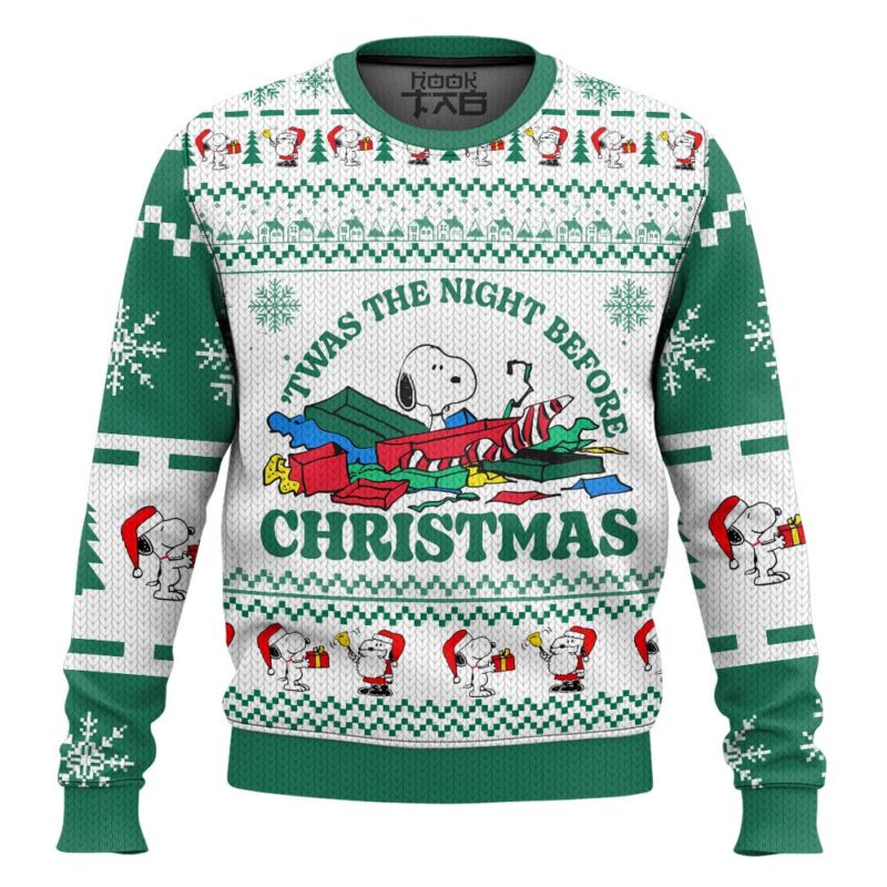 Hooktab Twas the night before Christmas The Charlie Brown and Snoopy Show Ugly Christmas Sweater