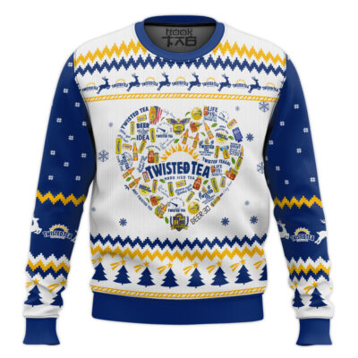 Hooktab Twisted Tea Heart Ugly Christmas Sweater