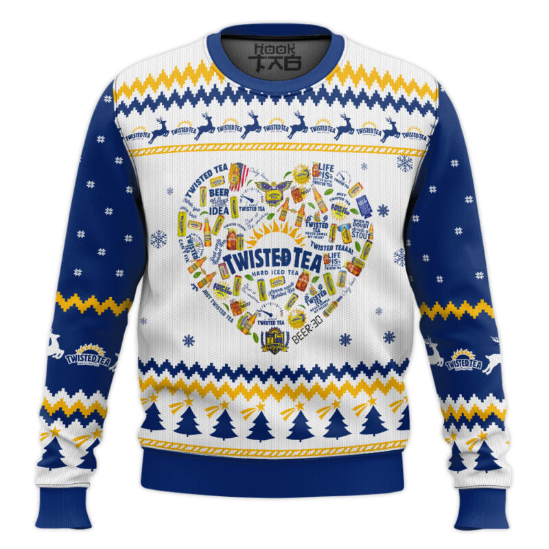 Hooktab Twisted Tea Heart Ugly Christmas Sweater