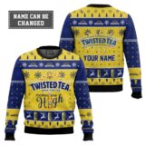Hooktab Twisted Tea Make Me High Ugly Christmas Sweater