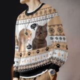 Hooktab Two Cats Talking Meme Ugly Christmas Sweater