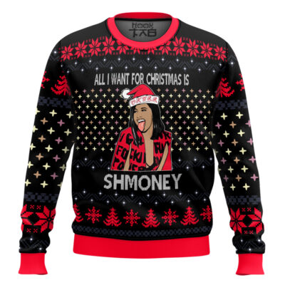 Hooktab Ugly Cardi B All I Want For Christmas Is Shmoney Ugly Christmas Sweater