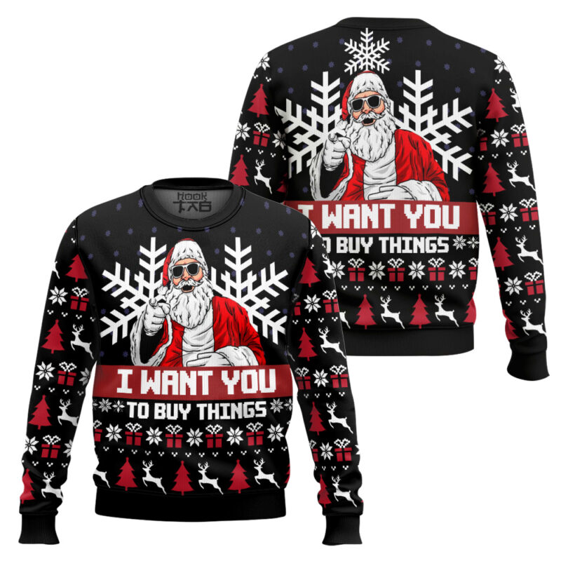 Hooktab Uncle Santa Claus Ugly Christmas Sweater Hooktab Uncle Santa Claus Ugly Christmas Sweater