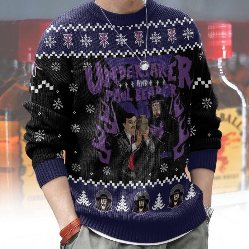 Hooktab Undertaker And Paul Bearer WWE Ugly Christmas Sweater Hooktab Undertaker And Paul Bearer WWE Ugly Christmas Sweater