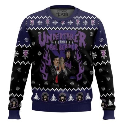 Hooktab Undertaker And Paul Bearer WWE Ugly Christmas Sweater