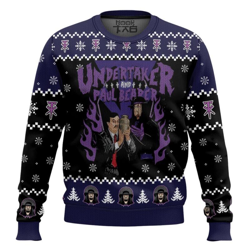 Hooktab Undertaker And Paul Bearer WWE Ugly Christmas Sweater