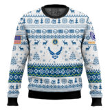 Hooktab US Air Force Aim High, Fly-Fight-Win - Custom Name And Rank Ugly Sweater