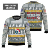 Hooktab US Air Force Be Nice To Veterans Remember Santa Is Always Watching - Custom Name And Rank Ugly Sweater