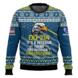 Hooktab US Air Force DD-214 It's A Veteran Thing You Wouldn't Understand - Custom Name And Rank Ugly Sweater