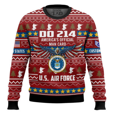 Hooktab US Air Force DD Form 214 - Custom Name And Rank Ugly Sweater