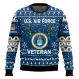Hooktab US Air Force Freedom Is The Best Gift - Custom Name And Rank Ugly Sweater