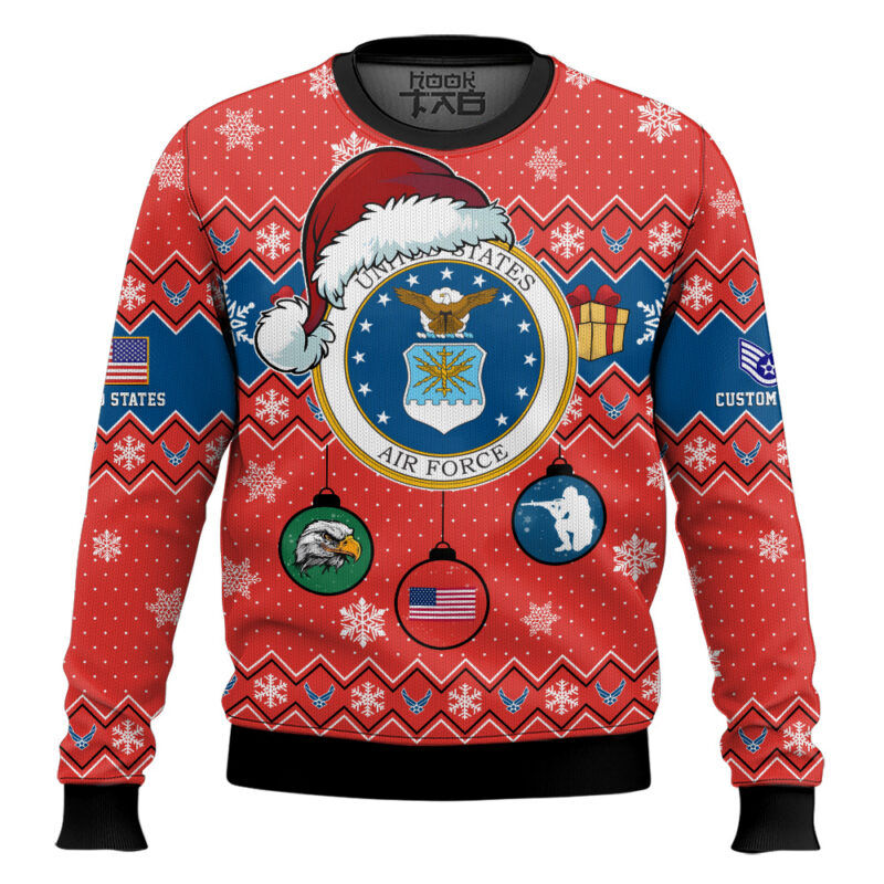 Hooktab US Air Force Freedom Is The Gift You Didn't Know You Needed - Custom Name And Rank Ugly Sweater