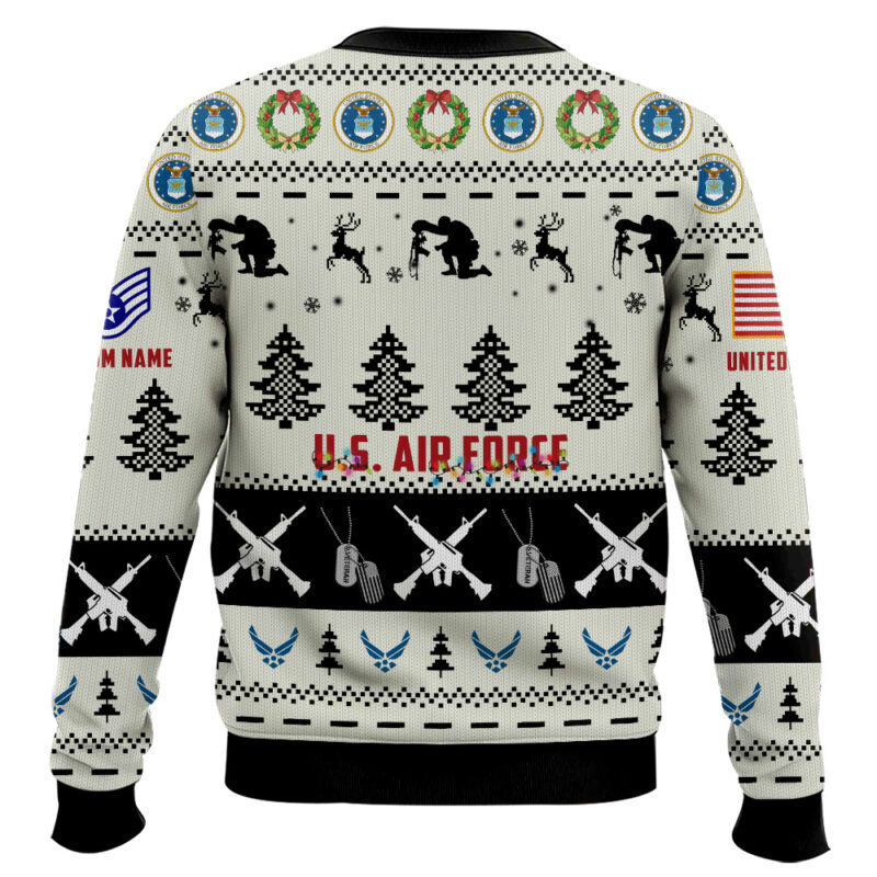 Hooktab US Air Force Honor the Fallen! - Custom Name And Rank Ugly Sweater Hooktab US Air Force Honor the Fallen! - Custom Name And Rank Ugly Sweater