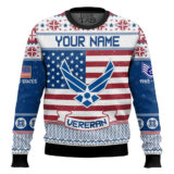 Hooktab US Air Force I Served - Custom Name, Rank And Years Of Service Ugly Sweater