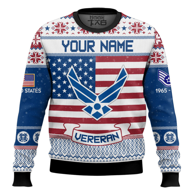 Hooktab US Air Force I Served - Custom Name, Rank And Years Of Service Ugly Sweater