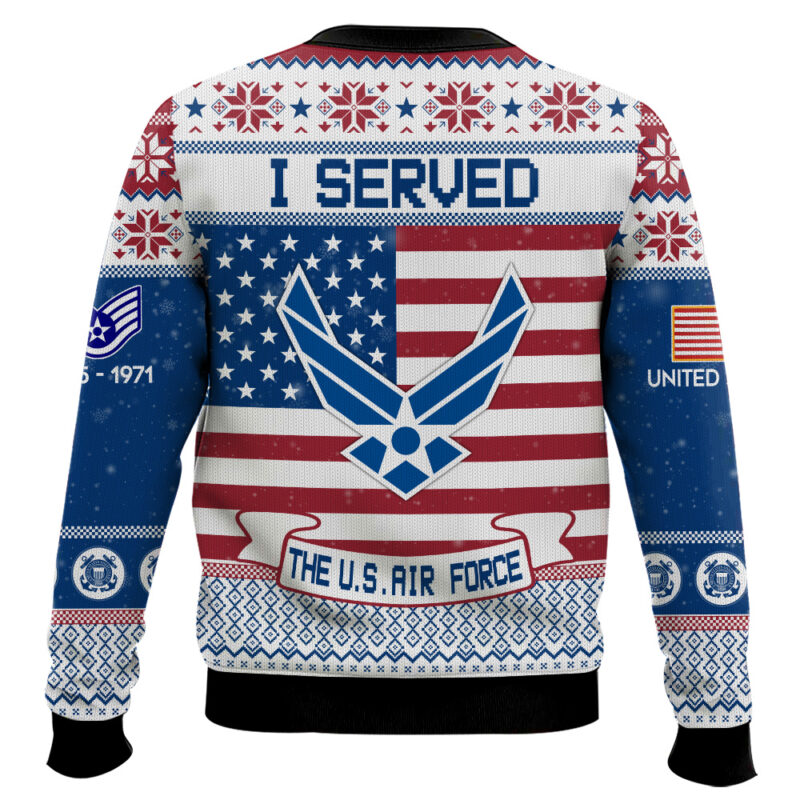 Hooktab US Air Force I Served - Custom Name, Rank And Years Of Service Ugly Sweater Hooktab US Air Force I Served - Custom Name, Rank And Years Of Service Ugly Sweater