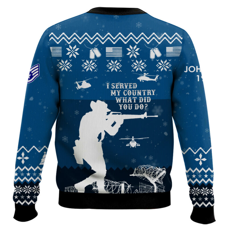Hooktab US Air Force I Served My Country - Custom Name, Rank And Years Of Service Ugly Sweater Hooktab US Air Force I Served My Country - Custom Name, Rank And Years Of Service Ugly Sweater