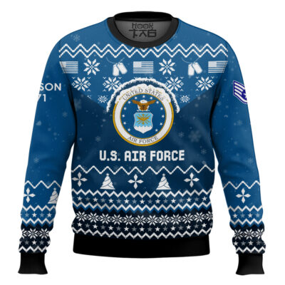 Hooktab US Air Force I Served My Country - Custom Name, Rank And Years Of Service Ugly Sweater