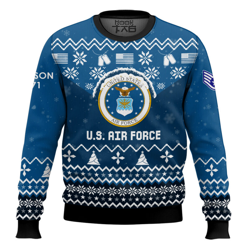 Hooktab US Air Force I Served My Country - Custom Name, Rank And Years Of Service Ugly Sweater