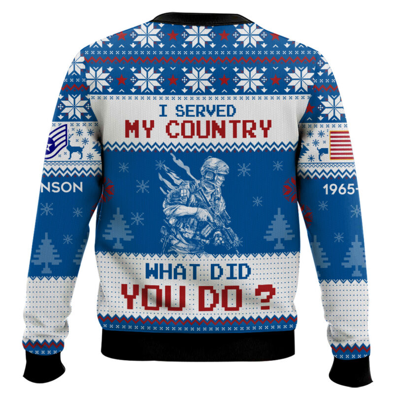 Hooktab US Air Force I Served My Country What Did You Do - Custom Name, Rank And Years Of Service Ugly Sweater Hooktab US Air Force I Served My Country What Did You Do - Custom Name, Rank And Years Of Service Ugly Sweater