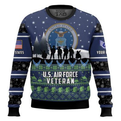 Hooktab US Air Force I Walked The Walk - Custom Name And Rank Ugly Sweater