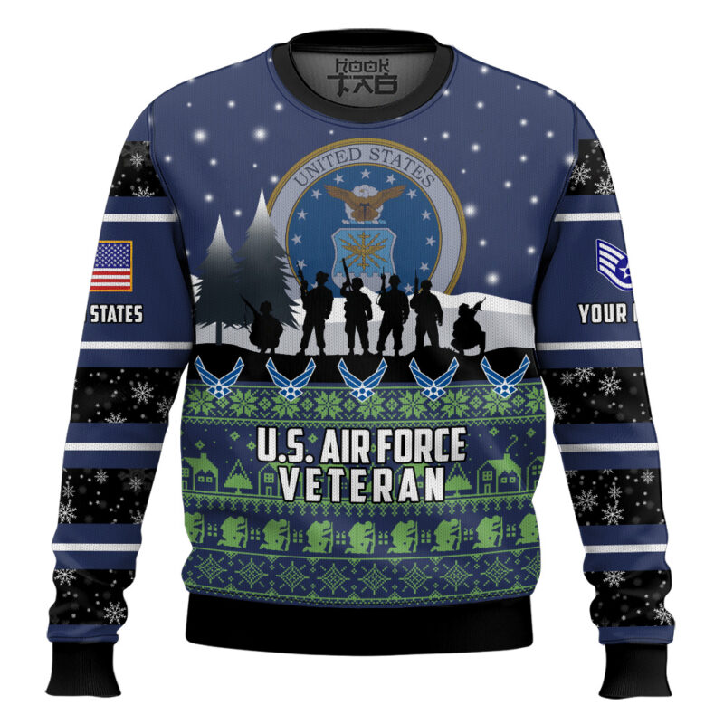 Hooktab US Air Force I Walked The Walk - Custom Name And Rank Ugly Sweater