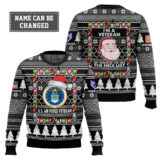Hooktab US Air Force I'm A Veteran, Of Course I'm On The Nice List - Custom Name And Rank Ugly Sweater