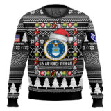 Hooktab US Air Force I'm A Veteran, Of Course I'm On The Nice List - Custom Name And Rank Ugly Sweater