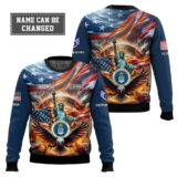 Hooktab US Air Force Liberty Eagle - Custom Name, Rank And Years Of Service Ugly Sweater
