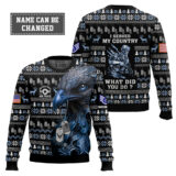 Hooktab US Air Force Liberty Eagle I Served My Country - Custom Name And Rank Ugly Sweater