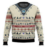 Hooktab US Air Force Merry Christmas Brothers - Custom Name And Rank Ugly Sweater