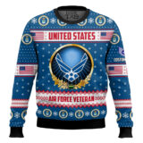 Hooktab US Air Force Merry Christmas Brothers And Sisters - Custom Name And Rank Ugly Sweater