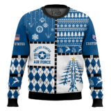 Hooktab US Air Force Merry Christmas Veteran - Custom Name And Rank Ugly Sweater
