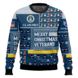 Hooktab US Air Force Merry Christmas Veterans - Custom Name And Rank Ugly Sweater