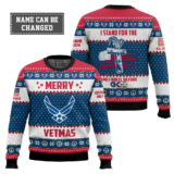 Hooktab US Air Force Merry Vetmas - Custom Name And Years Of Service Ugly Sweater