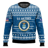 Hooktab US Air Force My Time In Uniform Is Over But Being A Veteran Never Ends - Custom Name And Rank Ugly Sweater