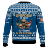 Hooktab US Air Force My Time In Uniform Is Over But Being A Veteran Never Ends - Custom Name And Rank Ugly Sweater