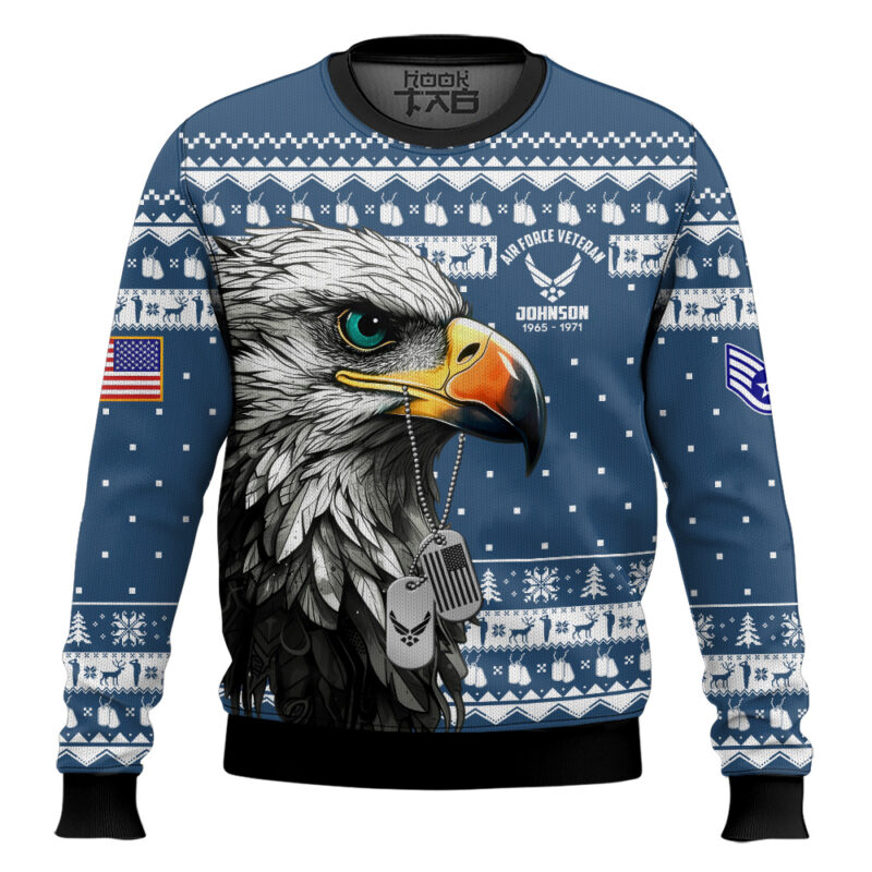 Hooktab US Air Force Nobody Gives Me This Title I Earned It - Custom Name, Rank And Years Of Service Ugly Sweater