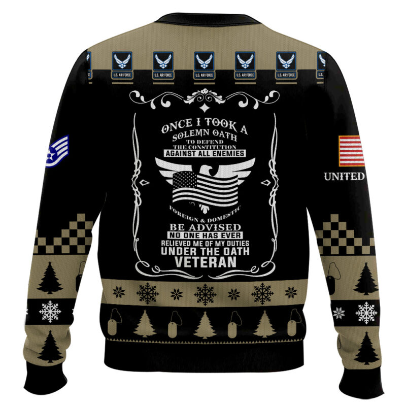 Hooktab US Air Force Once I Took a Solemn Oath - Custom Name And Rank Ugly Sweater Hooktab US Air Force Once I Took a Solemn Oath - Custom Name And Rank Ugly Sweater