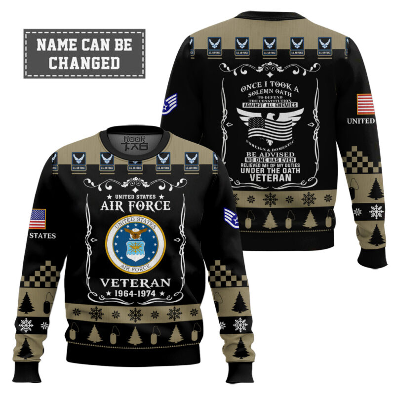 Hooktab US Air Force Once I Took a Solemn Oath - Custom Name And Rank Ugly Sweater Hooktab US Air Force Once I Took a Solemn Oath - Custom Name And Rank Ugly Sweater