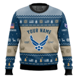 Hooktab US Air Force Proud Motto - Custom Name, Rank And Years Of Service Ugly Sweater