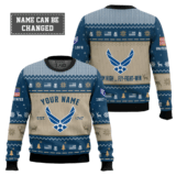 Hooktab US Air Force Proud Motto - Custom Name, Rank And Years Of Service Ugly Sweater